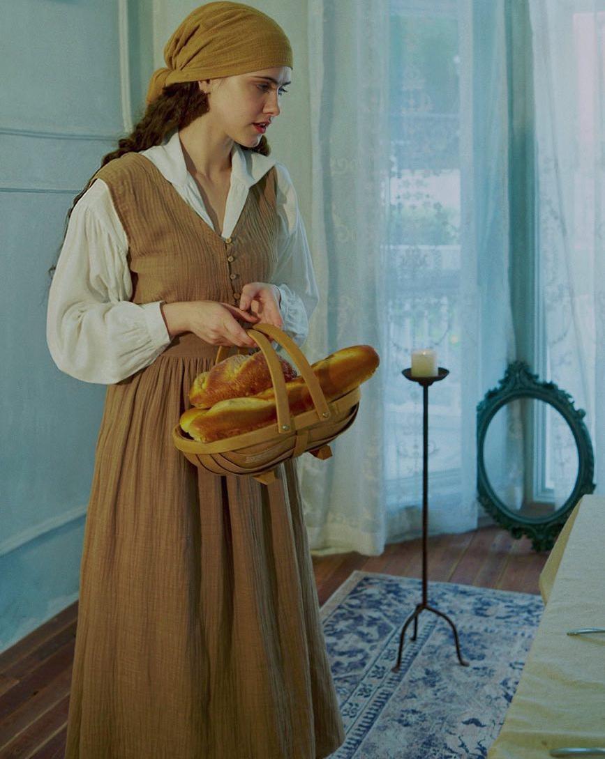 Pride and Prejudice Vintage Linen Strap Dress Blouse Set Dress ONLY / L I Retro Fairy Pride and Prejudice Vintage Linen Strap Dress Blouse Set Dress ONLY / L I Retro Fairy