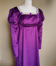 Load image into Gallery viewer, Handmade Custom made Satin Puff Sleeves Regency Dress
