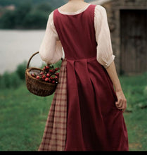 Load image into Gallery viewer, Cottagecore Plaid Fabric Stitched Pinafore Dress

