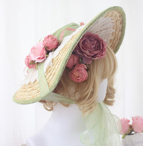 straw hat lolita hat vintage bonnet vintage hat