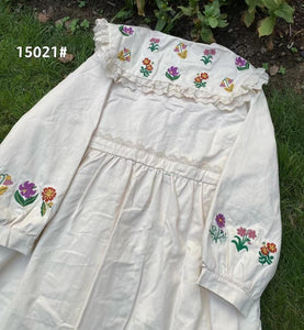 Cottagecore Embroidery Trench Dress