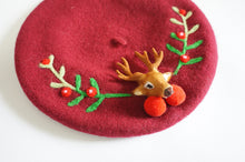 Load image into Gallery viewer, Handmade Cottagecore Christmas Wool Blend Beret
