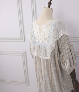 Victorian style Lace Stitching Cotton Night Gown Dress