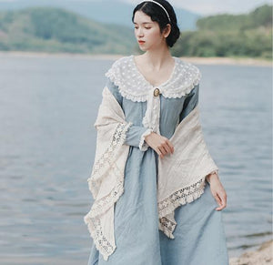 Period Drama Inspired Lace Collar Vintage Dress Final Sale