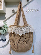 Load image into Gallery viewer, cottagecore bag straw bag vintage hand bag
