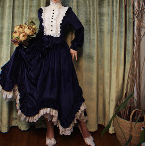 1900s Edwardian Stand Collar Vintage Swing Dress