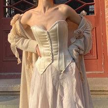 Load image into Gallery viewer, Vintage Reproduction Silk Lace up Corset Bustier Top
