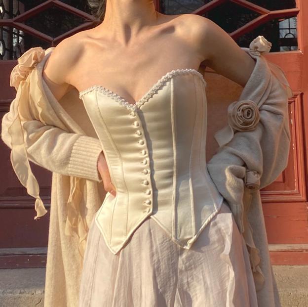 Vintage Reproduction Silk Lace up Corset Bustier Top – Retro Fairy
