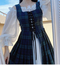 Load image into Gallery viewer, Handmade Cottagecore Hobbitcore Plaid Dress and Chemise Set
