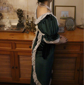 Vintage Gunne Sax Remake Velvet Green Dress