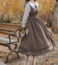 Load image into Gallery viewer, Vintage 50s Academia Blouse Plaid Dress Set
