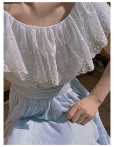 Handmade Vintage 70s Lace Collar Prairie Prom Cottagecore Fairycore Dress