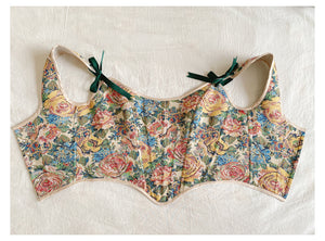 Handmade Vintage Remake Floral Jacquard Corset