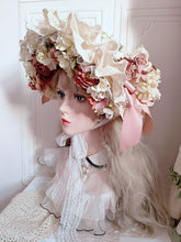 Load image into Gallery viewer, Handmade Vintage Straw Flower Bonnet Straw Hat
