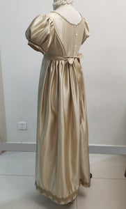 Handmade Custom made Satin Puff Sleeves Regency Dress