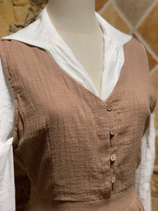 Pride and Prejudice Vintage Linen Strap Dress Blouse Set