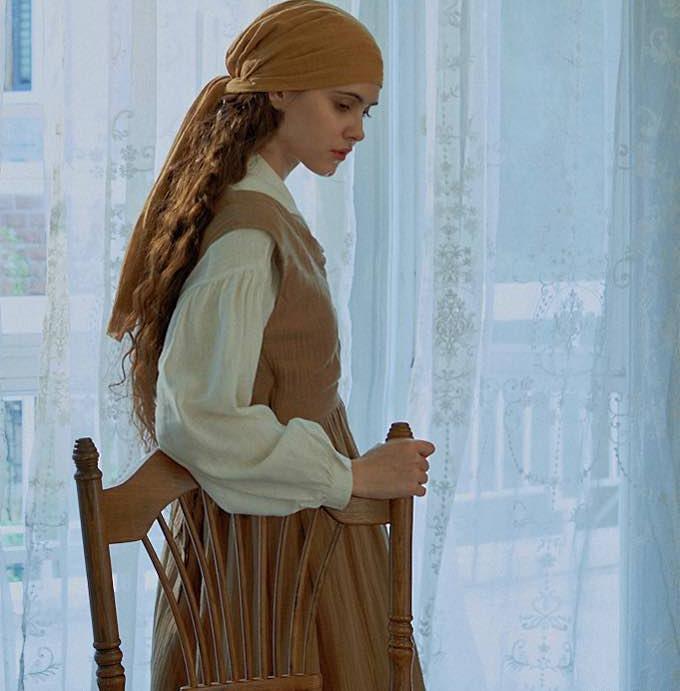 pride and prejudice dresses Pride and Prejudice Vintage Linen Strap Dress Blouse Set Dress ONLY / L I Retro Fairy