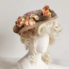 Load image into Gallery viewer, Vintage Style Straw Flower Bonnet Hat
