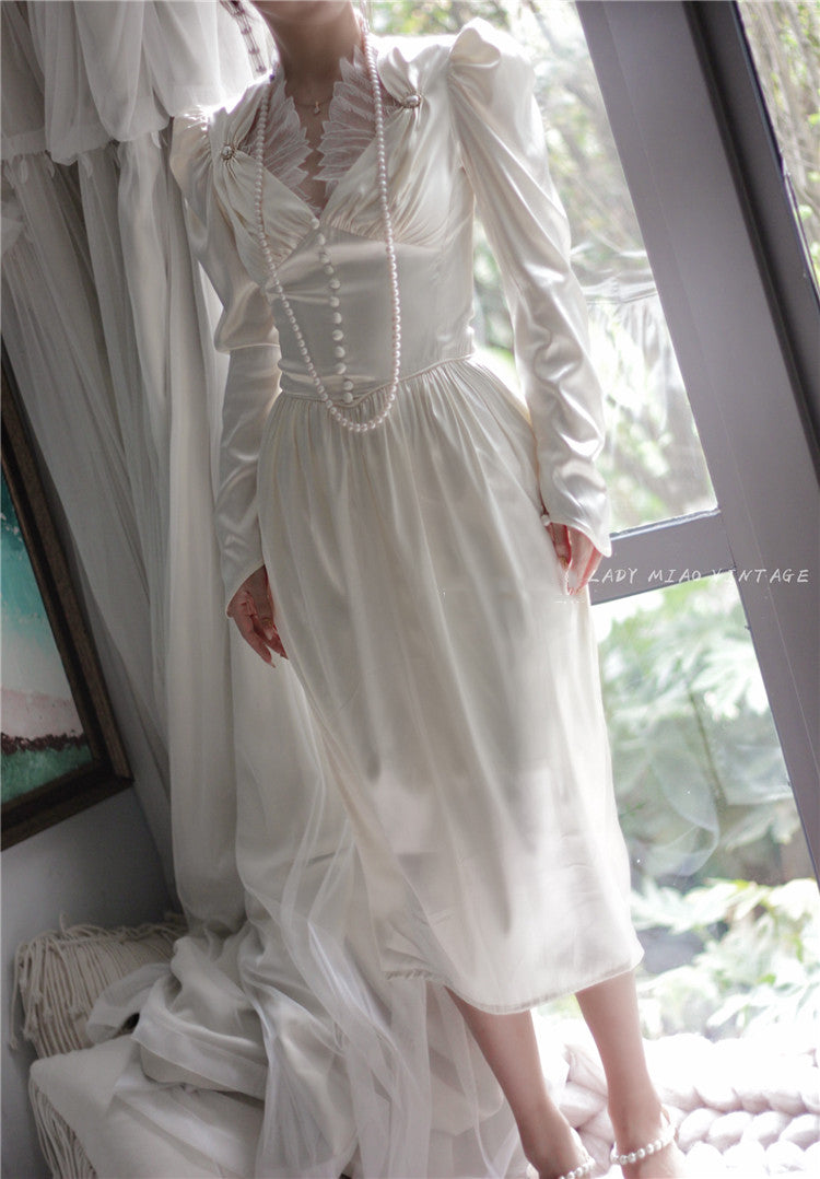 Handmade 1900s Swan Lake Vintage dress
