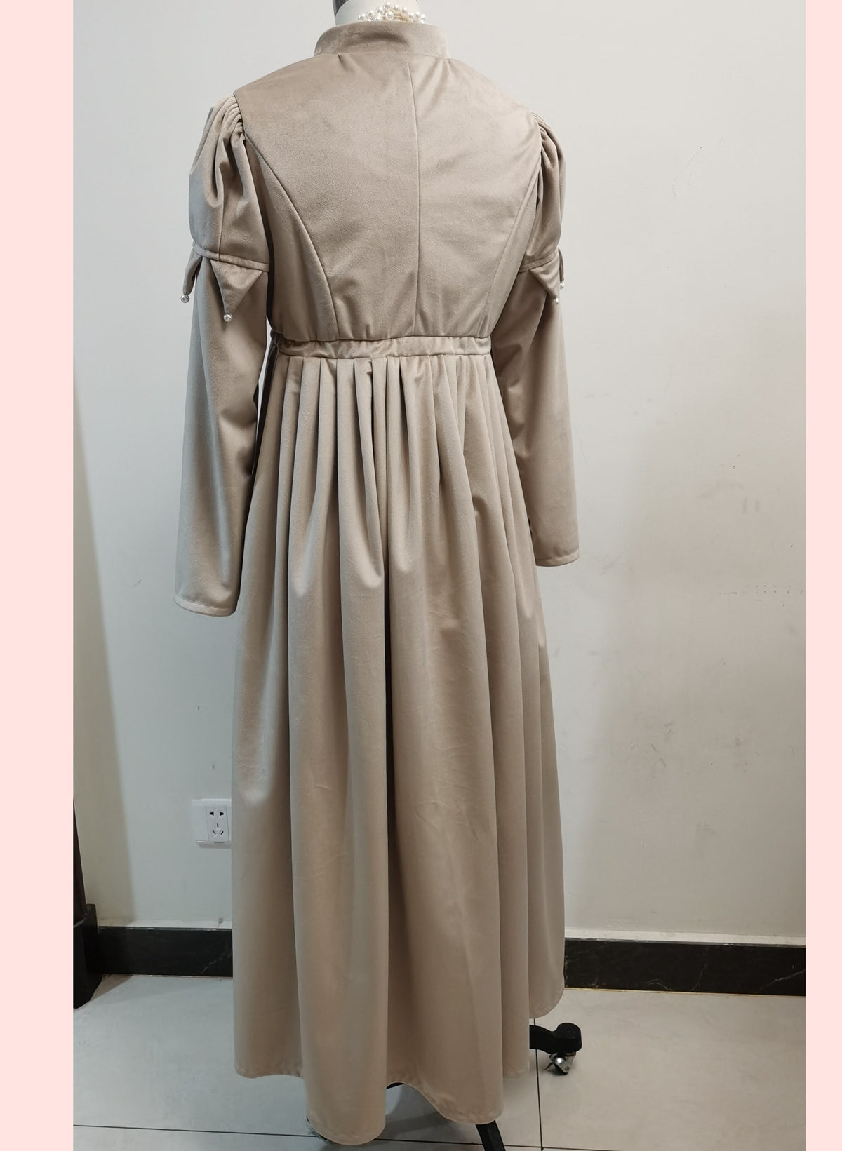 coat for prom dress Long Sleeve Crystal Button Maxi Coat Dress Black