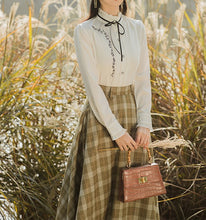 Load image into Gallery viewer, Retro Academia Plaid Blouse Vest Skirt Set
