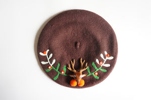 Handmade Cottagecore Christmas Wool Blend Beret