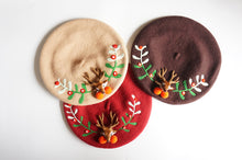 Load image into Gallery viewer, Handmade Cottagecore Christmas Wool Blend Beret
