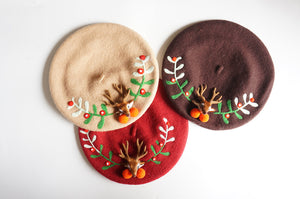 Handmade Cottagecore Christmas Wool Blend Beret