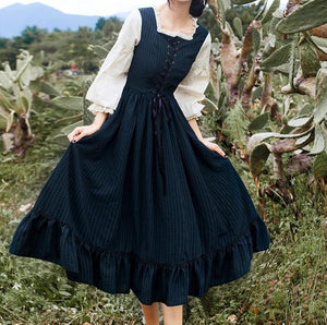Cottagecore Lace up vintage cotton dress