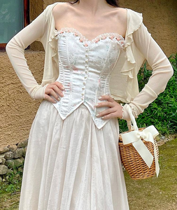 Vintage Reproduction Rose Lace Stitching Jacquard Corset Bustier Top