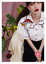 Load image into Gallery viewer, vintage blouse cottagecore blouse shirt cottagecore outfit vintage blouse vintage shirt fairycore outfit mushroom blouse
