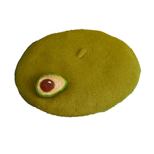 Load image into Gallery viewer, Handmade Cottagecore Avocado Wool Blend Beret
