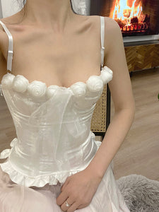 Vintage White Jacquard 30s Corset Bustier Top