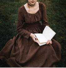 Load image into Gallery viewer, Movie Inspired Vintage Linen Square Collar Prairie Dress
