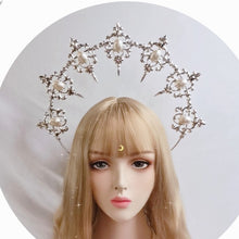 Load image into Gallery viewer, Handmade Halo Crown Gothic Lolita Halo Headpiece vintage jewelry vintage accessories
