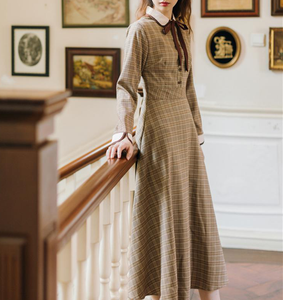 40S Academia Plaid Vintage Librarian Dress