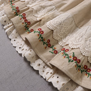 Retro Embroidery Cottagecore Cotton Skirt