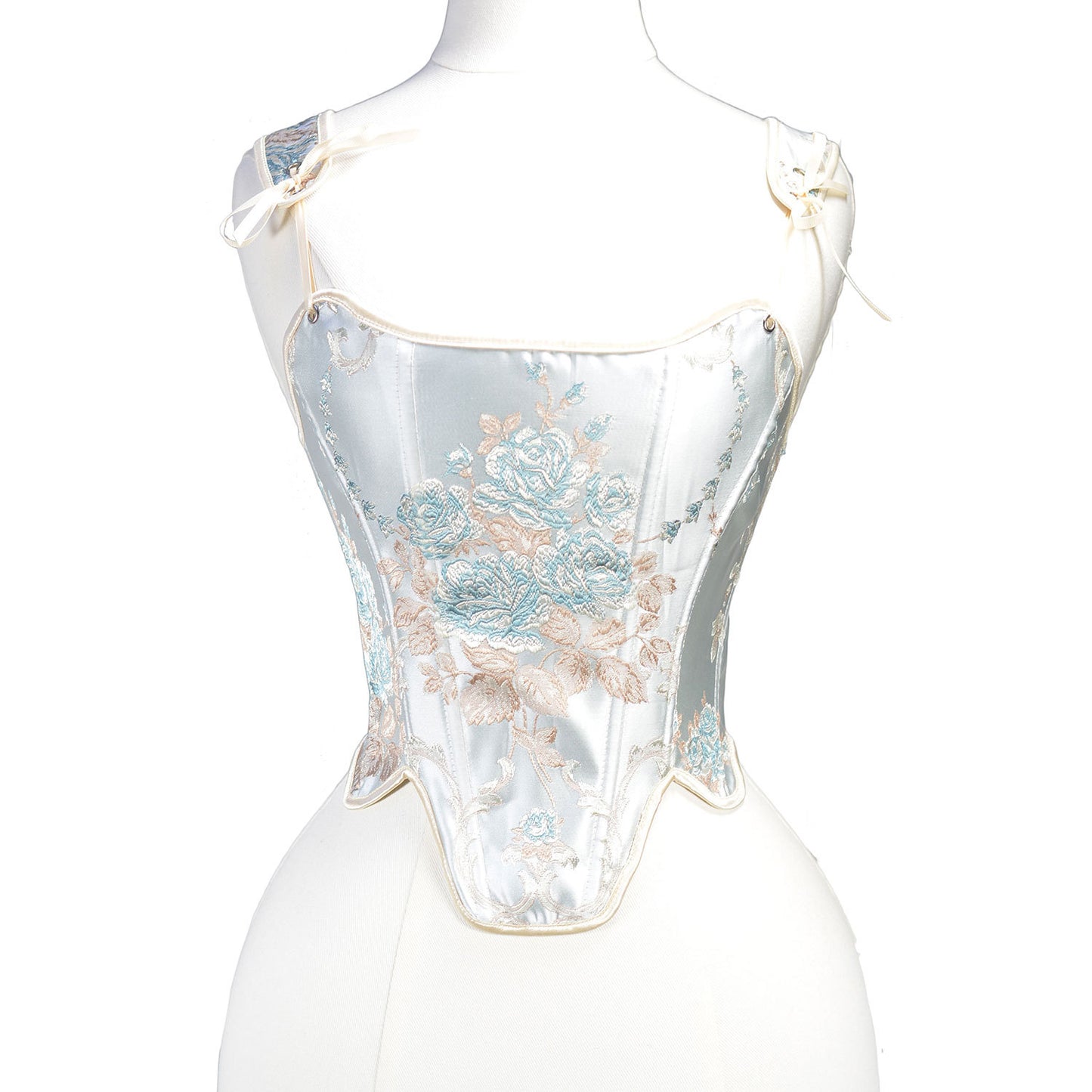 Vintage Remake Embroidery Lace up Corset