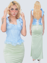 Load image into Gallery viewer, Handmade Blue Fairy Boned Corset Top
