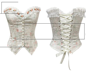 Vintage Reproduction Rose Lace Stitching Jacquard Corset Bustier Top