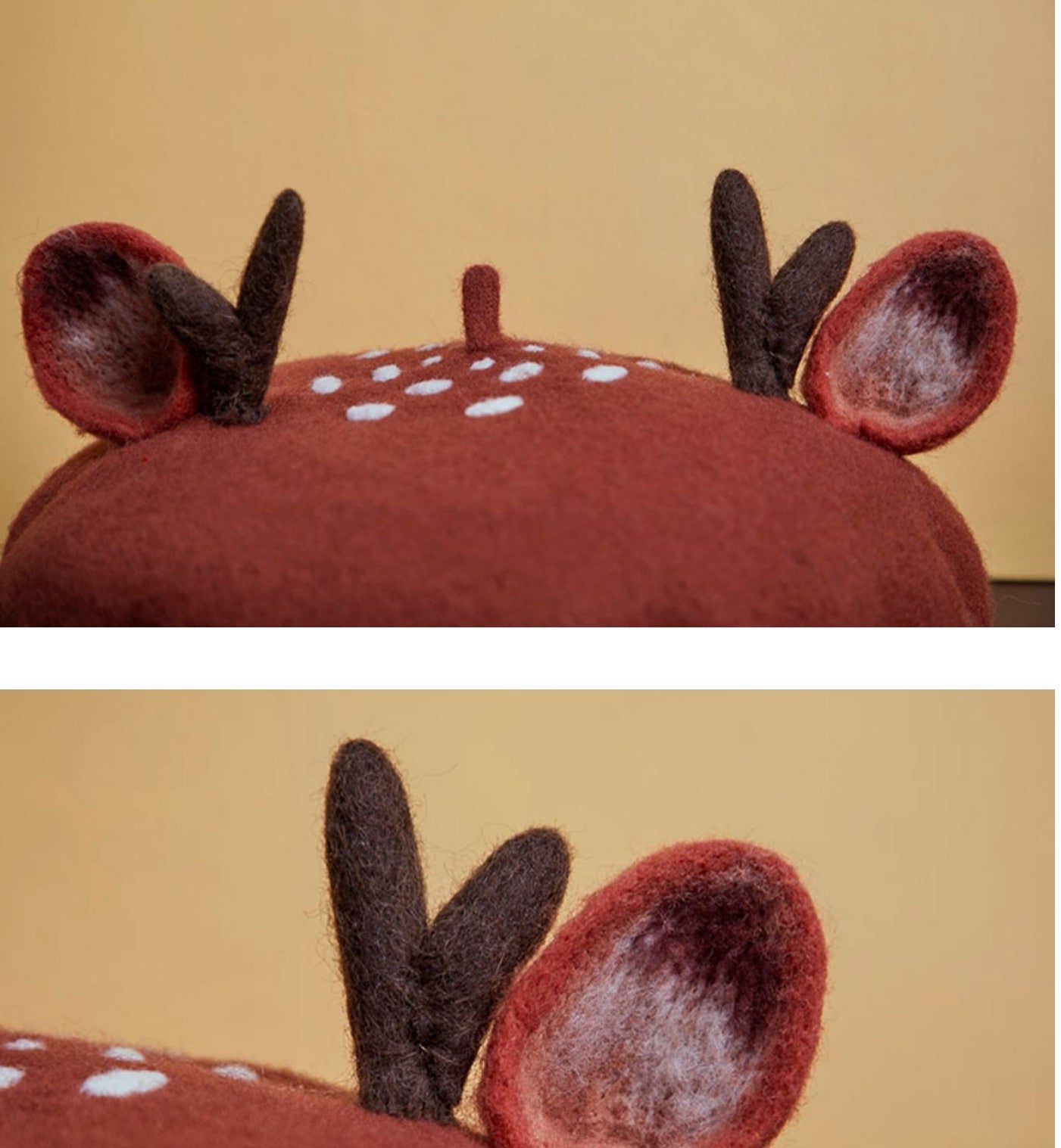 Handmade Cottagecore Deer Wool Blend Beret