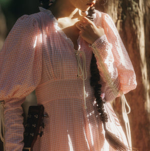 Gunne Sax Remake Pink Gingham Prairie Dress