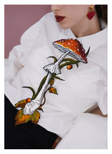 Load image into Gallery viewer, Handmade Cottagecore Mushroom Tie Shirt Accessory
