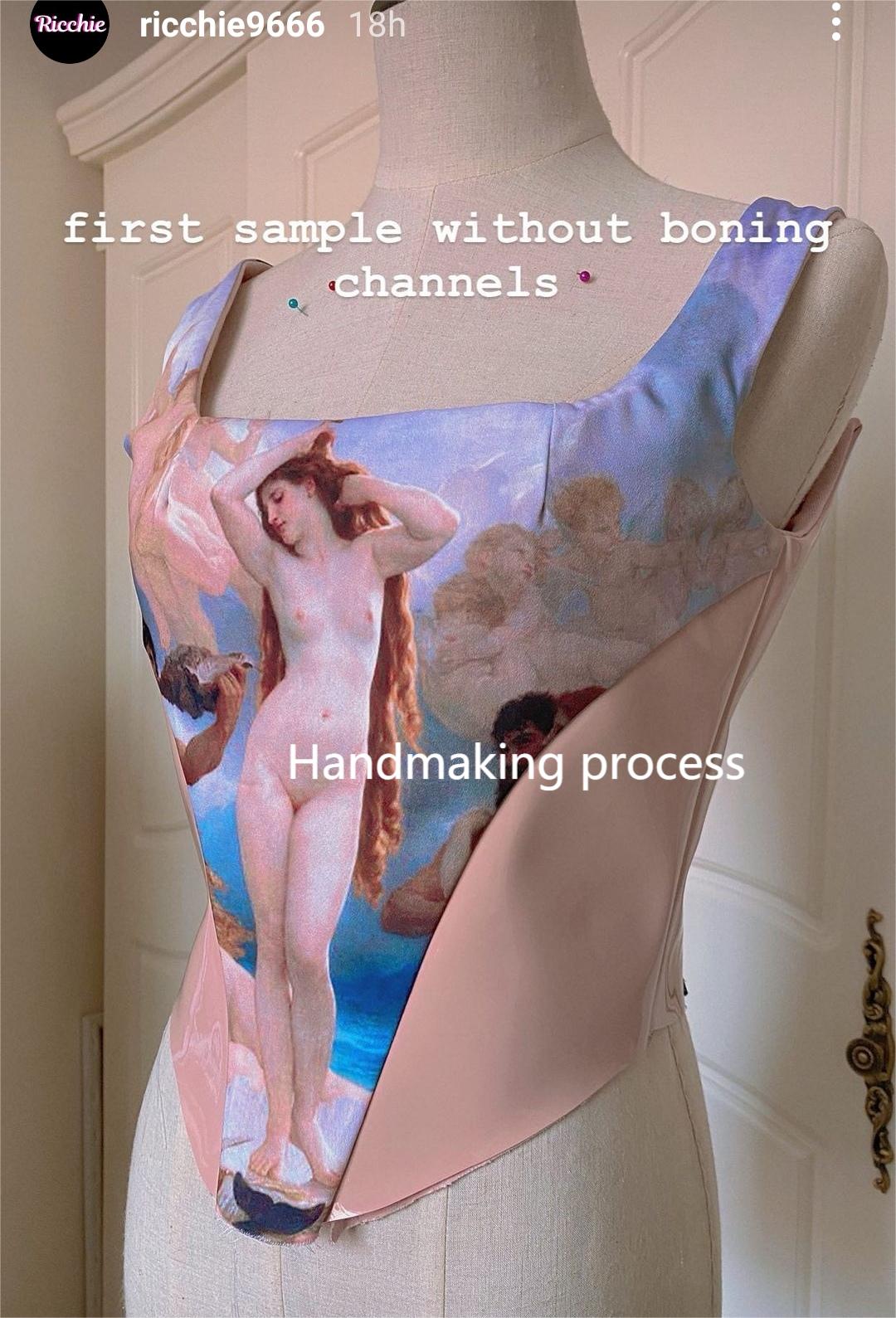 Handmade Vintage Oil Painting Print Corset