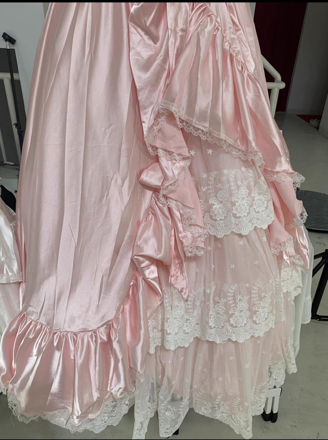 Victorian Style Multi-Layer Prom Dress Wedding Gown Customized size / Pink I Retro Fairy Victorian Style Multi-Layer Prom Dress Wedding Gown Customized size / Pink I Retro Fairy