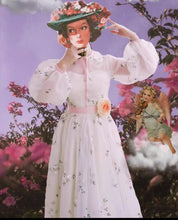 Load image into Gallery viewer, vintage dress cottagecore dress party dress 1930s 1940s dress 1950s dress 1900 dress Edwardian dress Prairie dress Lawn dress Period Drama Style Regency Dress
