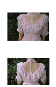 Gunne sax Style 70s Pink Prairie Dress