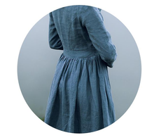 Load image into Gallery viewer, Movie Inspired Vintage Linen Square Collar Prairie Dress
