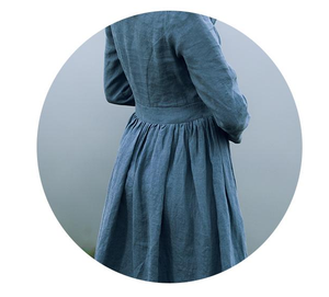 Movie Inspired Vintage Linen Square Collar Prairie Dress