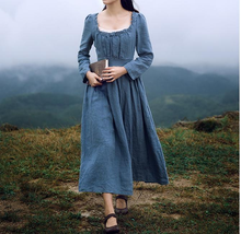 Load image into Gallery viewer, Movie Inspired Vintage Linen Square Collar Prairie Dress
